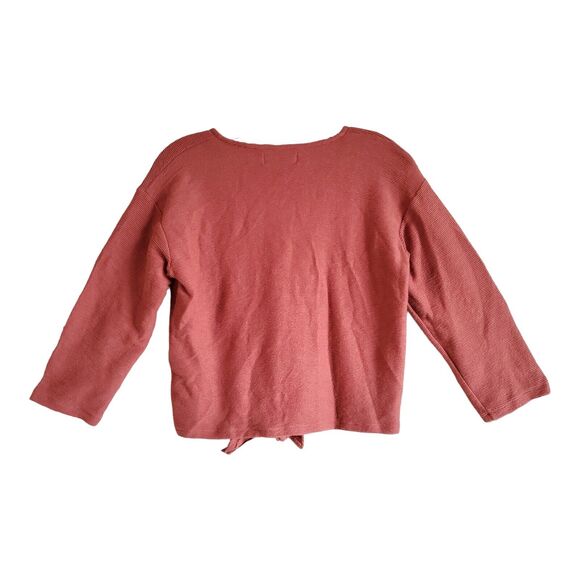 MADEWELL Texture & Thread S Top V-Neck Tie Waist Rust Brown Ribbed Knit Bust 34" - Picture 7 of 7